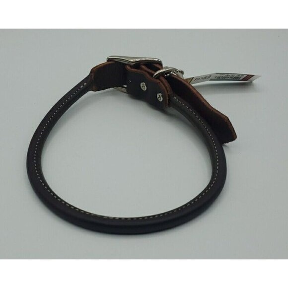 Circle T Pet Brown Leather Round Flat Rolled Dog Collar - 22 Inch NWT - Picture 3 of 7